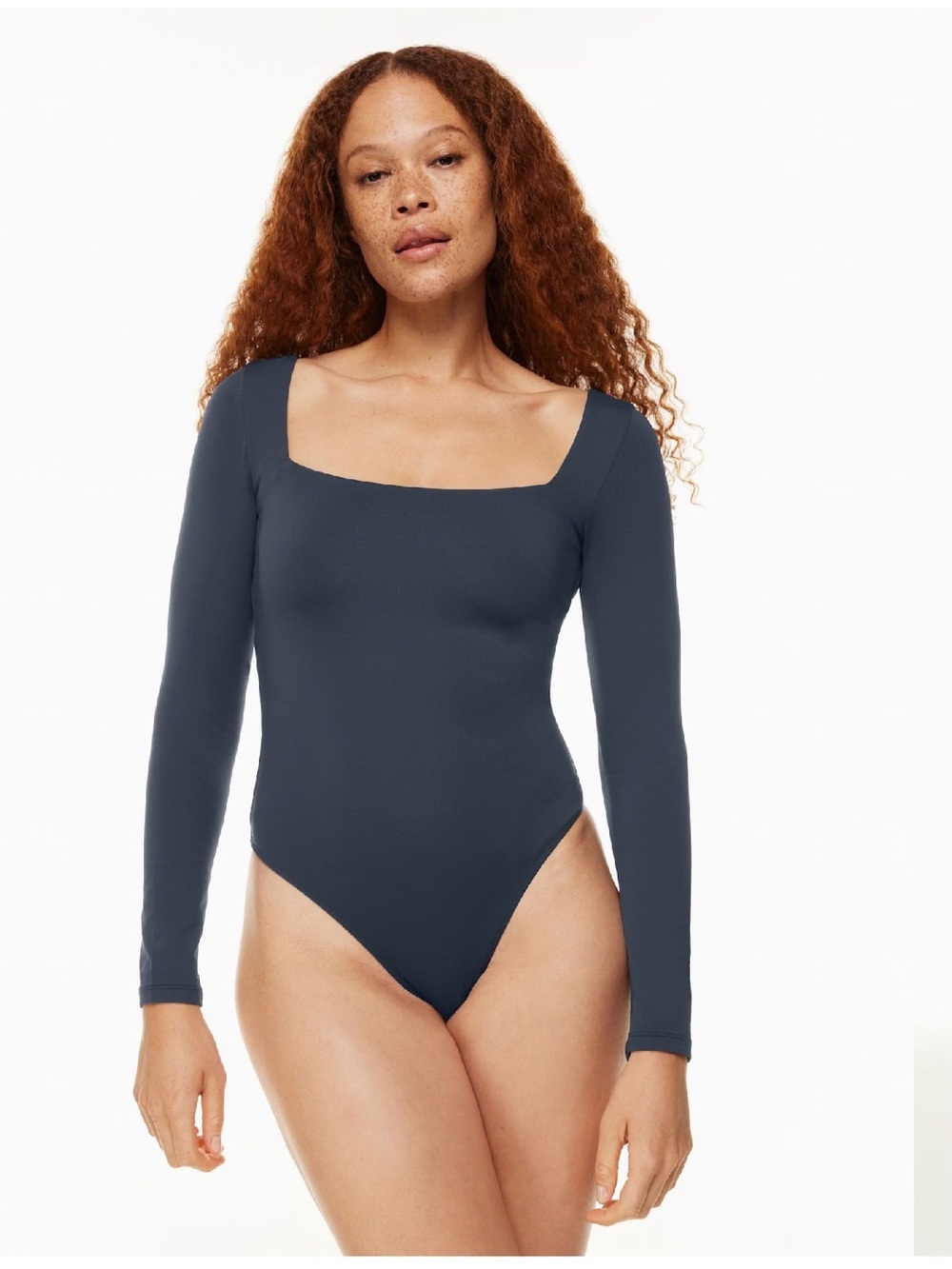 Babaton Black Long-Sleeve Square Neck Bodysuit